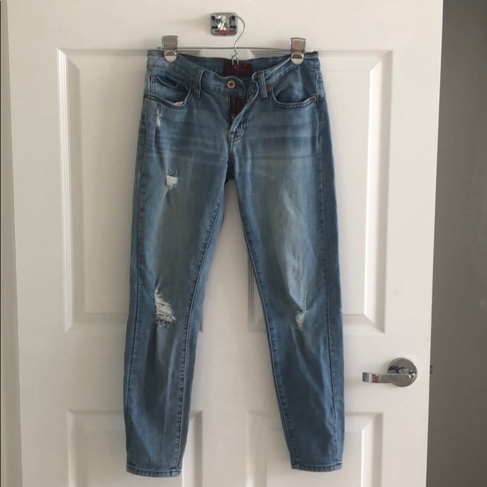 Lucky light blue distressed boyfriend jeans